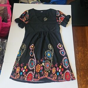 DILY FOR YOU WOMAN DRESS BLACK FLORAL S